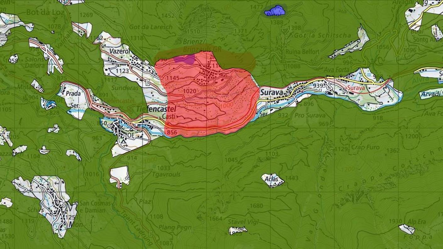 Tutta l'area è in zona di pericolo di scivolamento rossa