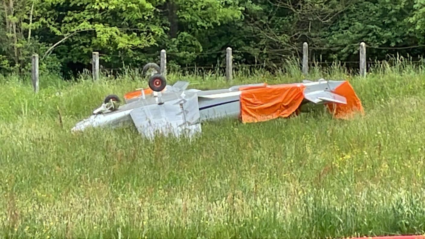 L'aereo ultraleggero a Maggia