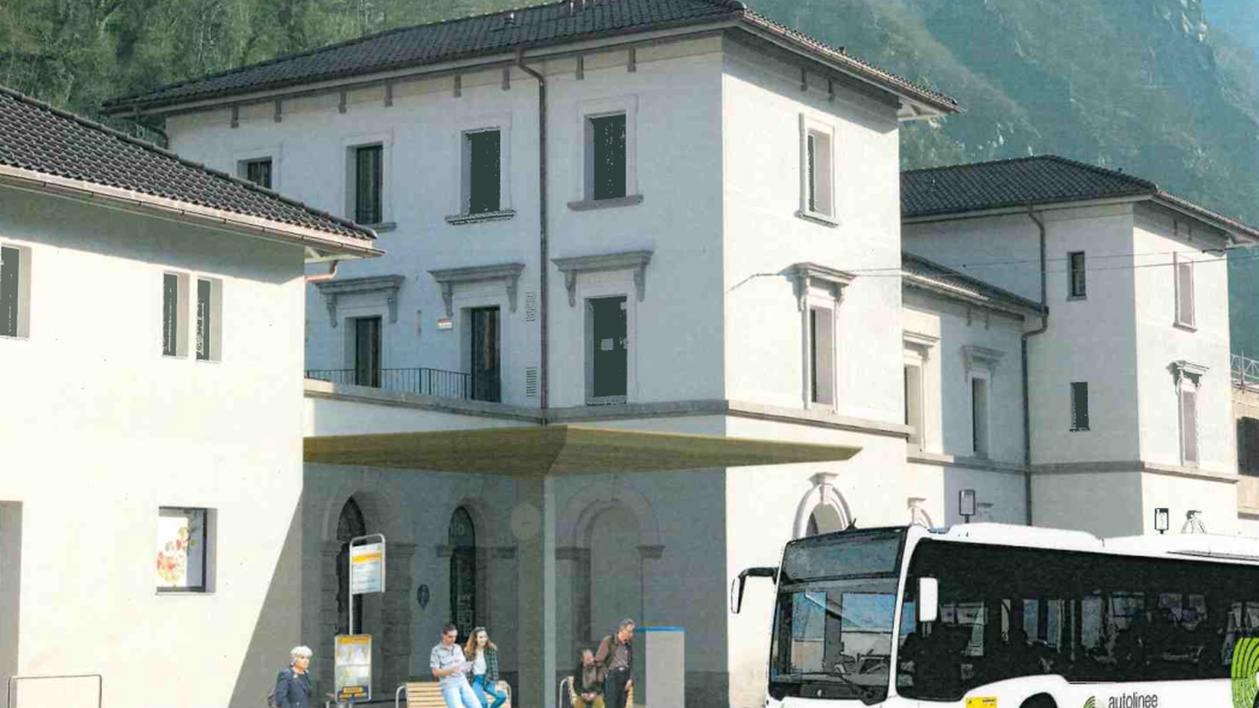 Rendering della nuova pensilina d'attesa