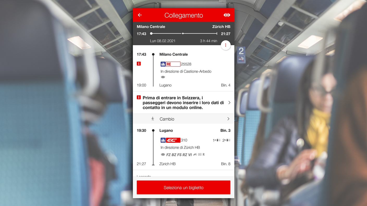 Il link direttamente dall'app delle FFS