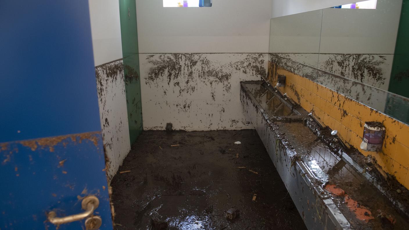 La scuola dell'infanzia Palasio a Giubiasco dopo la colata di fango