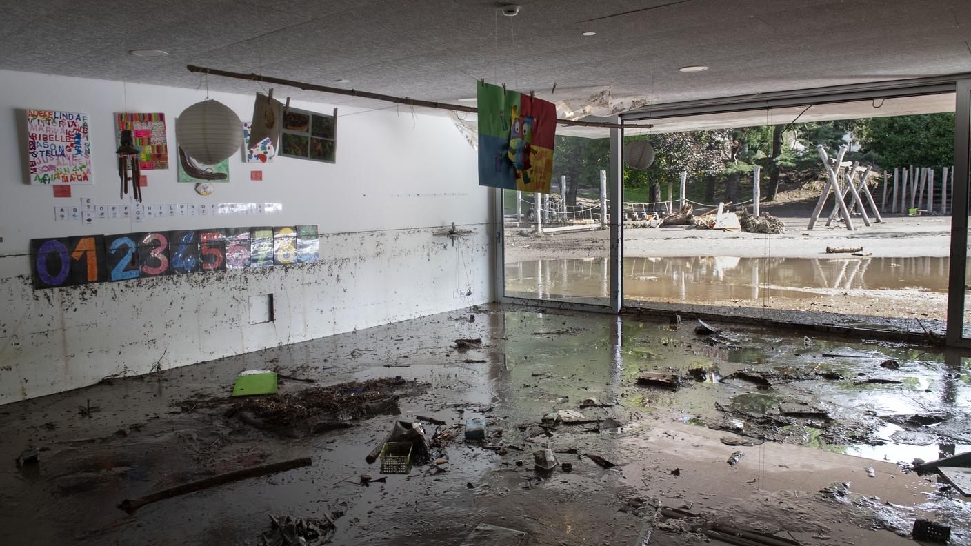 La scuola dell'infanzia Palasio a Giubiasco dopo la colata di fango