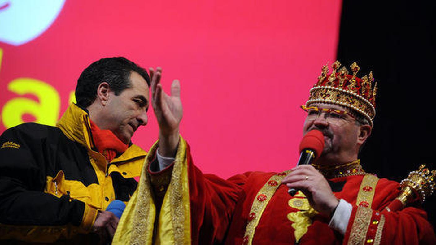 Il presidente Bixio Caprara e il Re Rabadan uscente, Dante Pesciallo