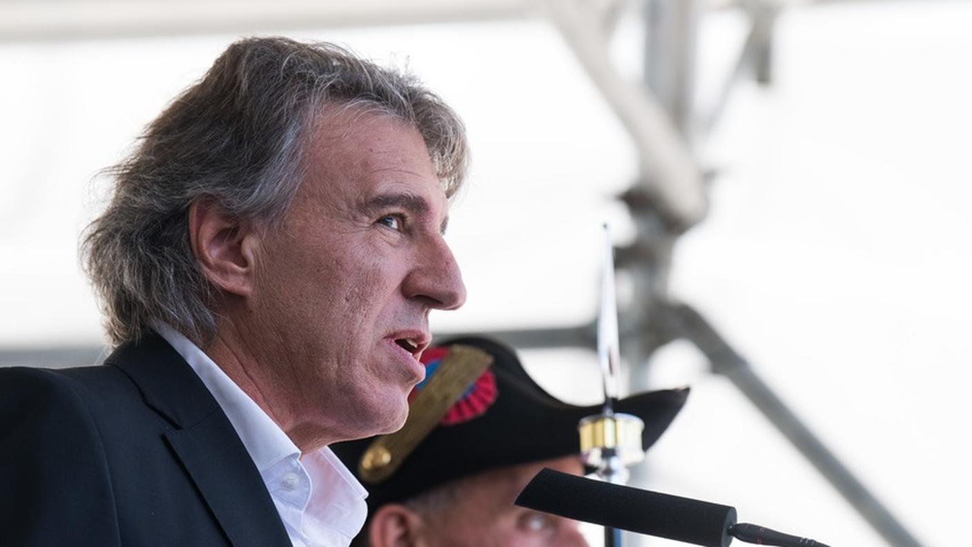 Manuele Bertoli durante il suo intervento ad Airolo