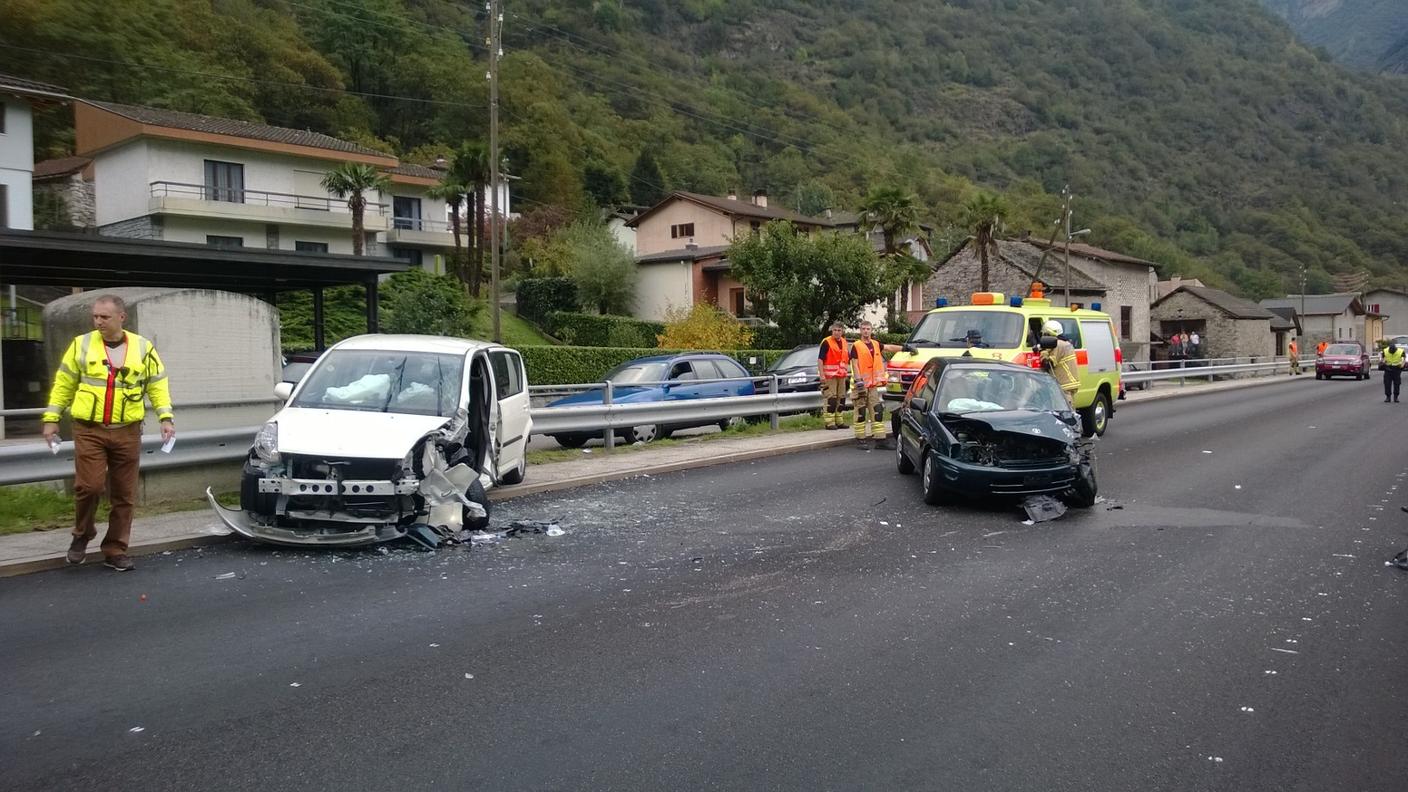 Le due auto coinvolte nell'incidente di mercoledì a Malvaglia