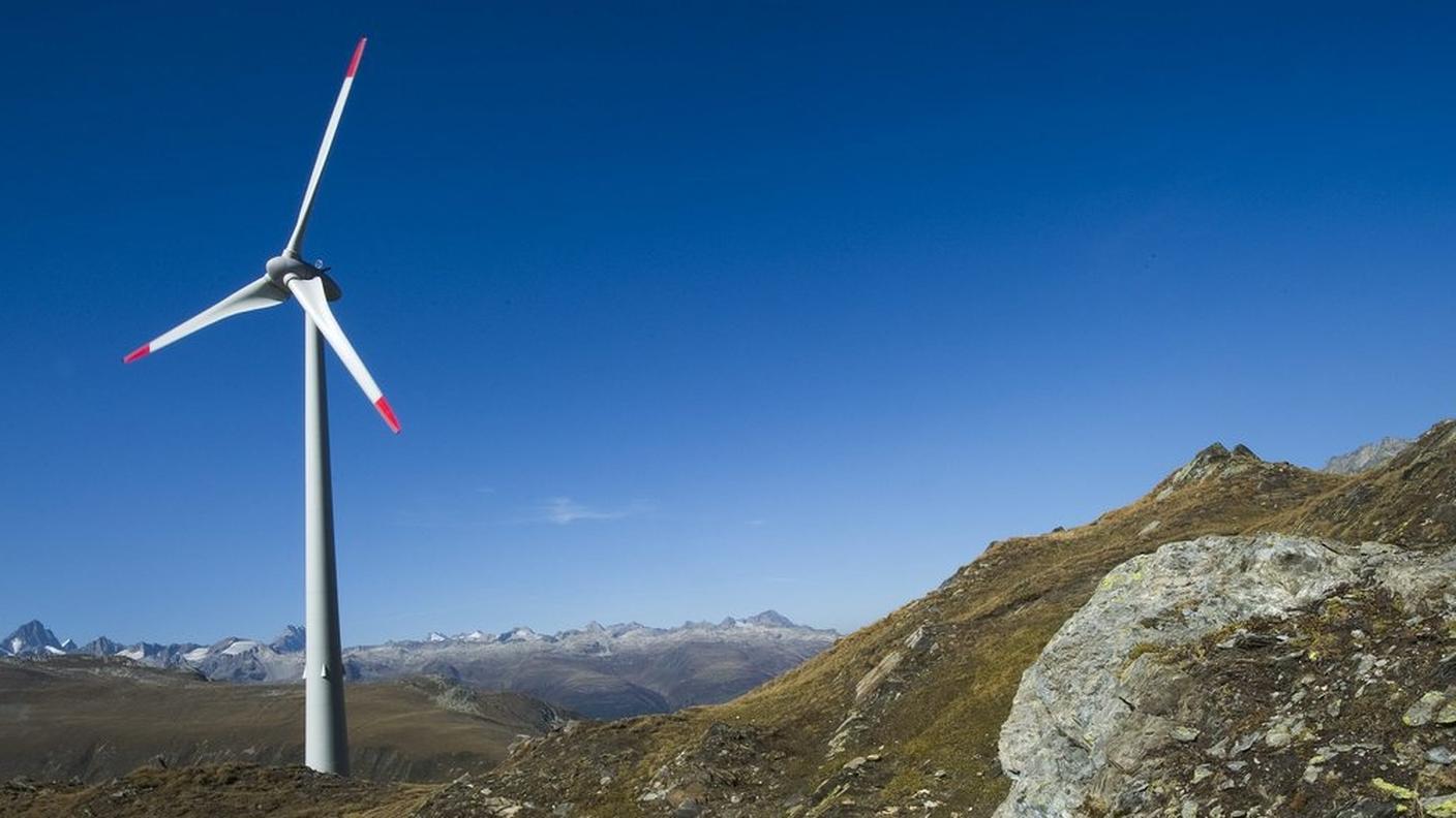 La più alta eolica d'Europa a 2'465 metri d'altezza a Gries sul territorio vallesano vicino al Passo della Novena
