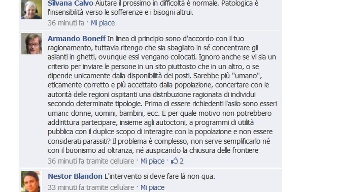 Il granconsiglire del PPD, Armando Boneff, commentando il messaggio di Bertoli afferma che, per rendere tutto più umano e accettato dalla popolazione, bisognerebbe "concertare con le autorità delle regioni ospitanti una distribuzione ragionata di individui secondo determinate tipologie". E, chiede, "per quale motivo non potrebbero partecipare, insieme agli autoctoni, a programmi di utilità pubblica?".