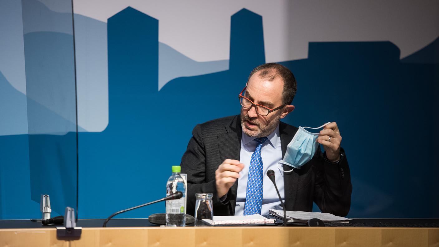 Il medico cantonale Giorgio Merlani durante una conferenza stampa a gennaio
