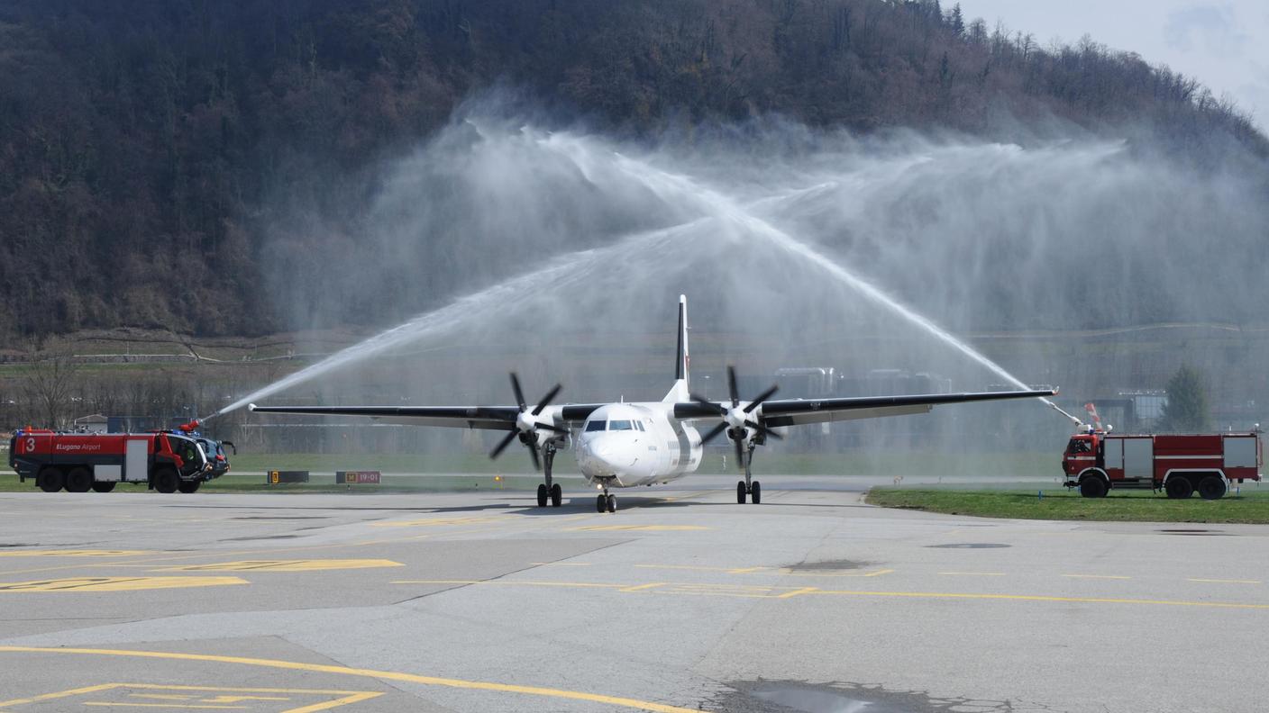 Il primo volo della Minoan Air in partenza da Lugano del marzo scorso
