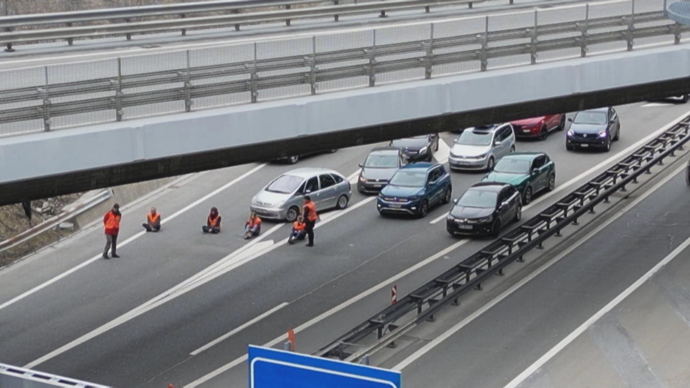 Durante l'azione di protesta