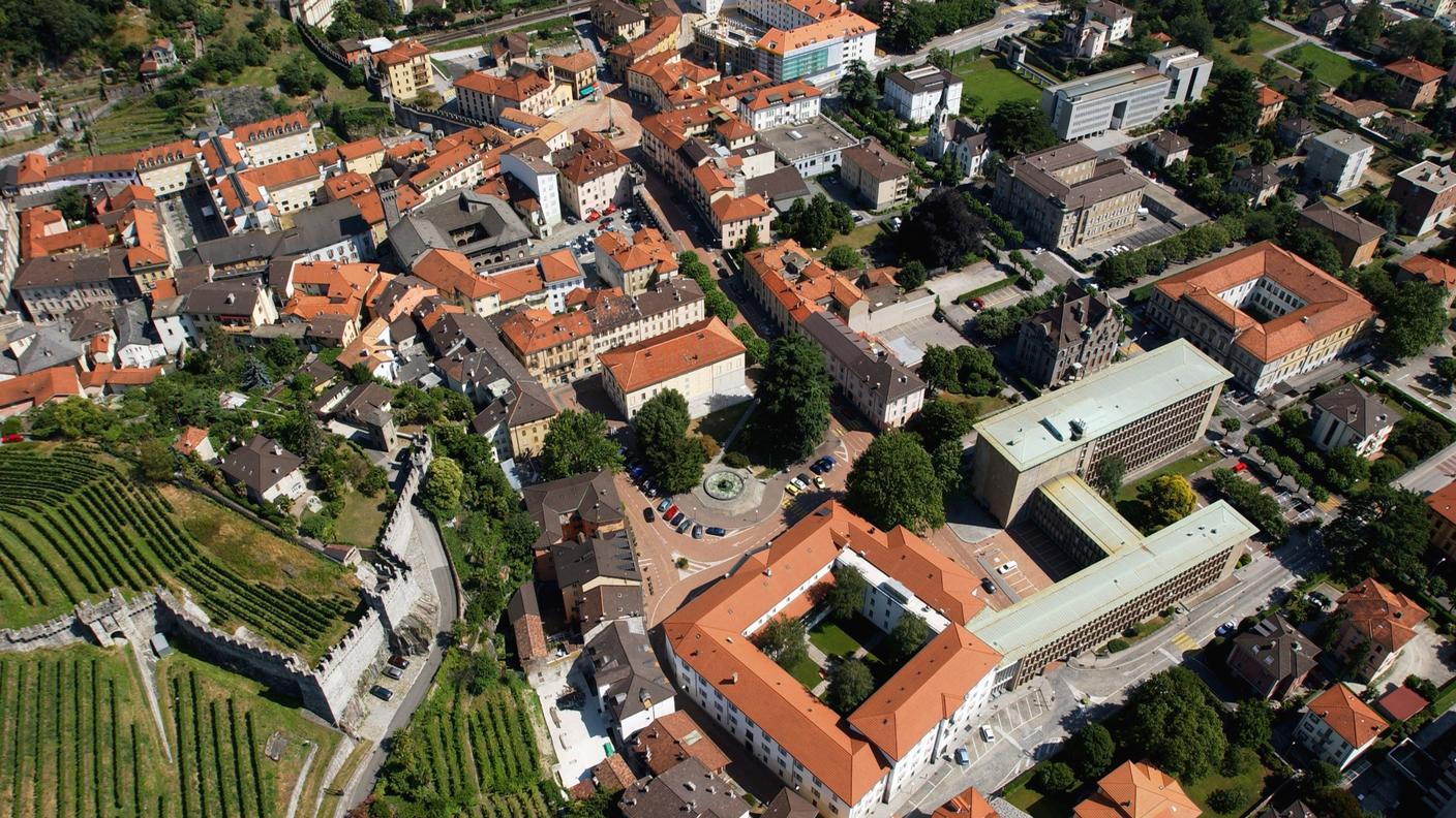 Veduta aerea del centro di Bellinzona