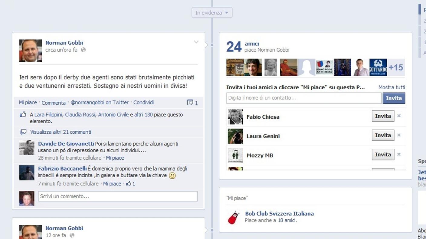 La pagina Facebook del ministro