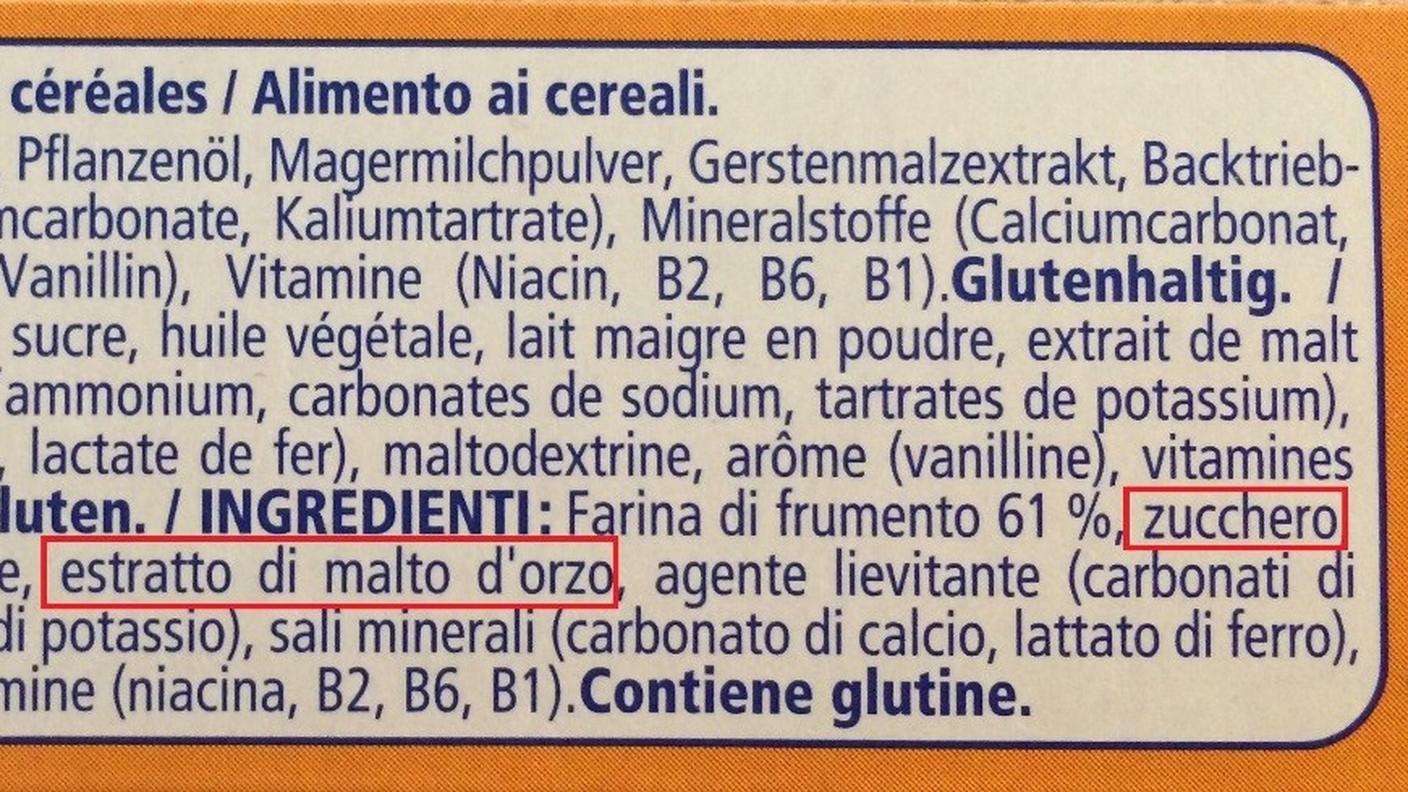 Lista degli ingredienti (clicca per ingrandire)