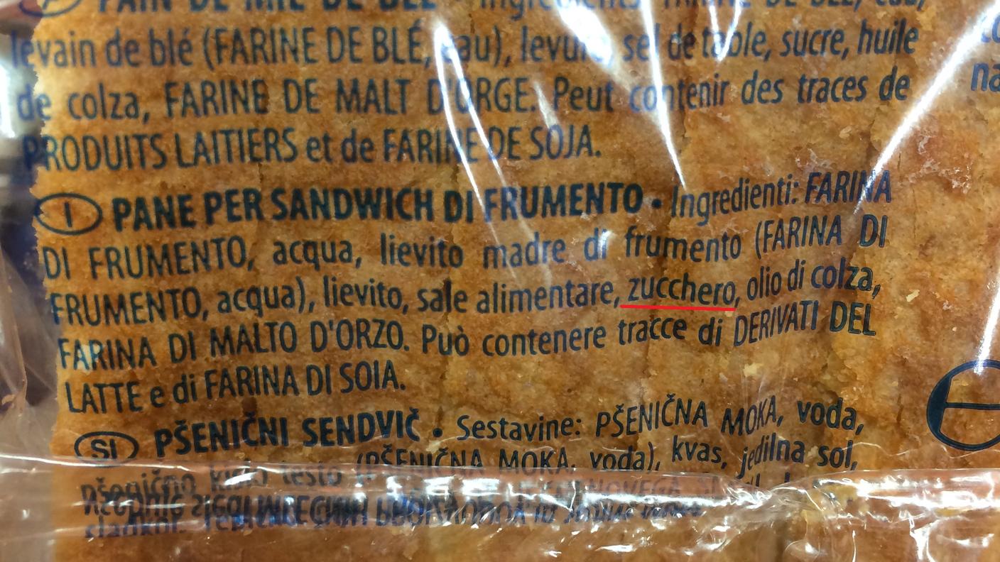 Zucchero anche nel pane