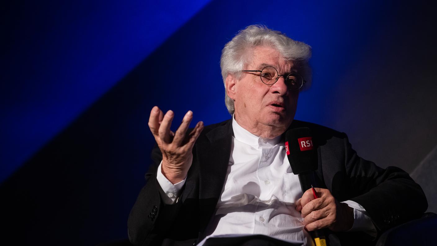 L'architetto ticinese Mario Botta durante il Premio Moebius Multimedia, Lugano