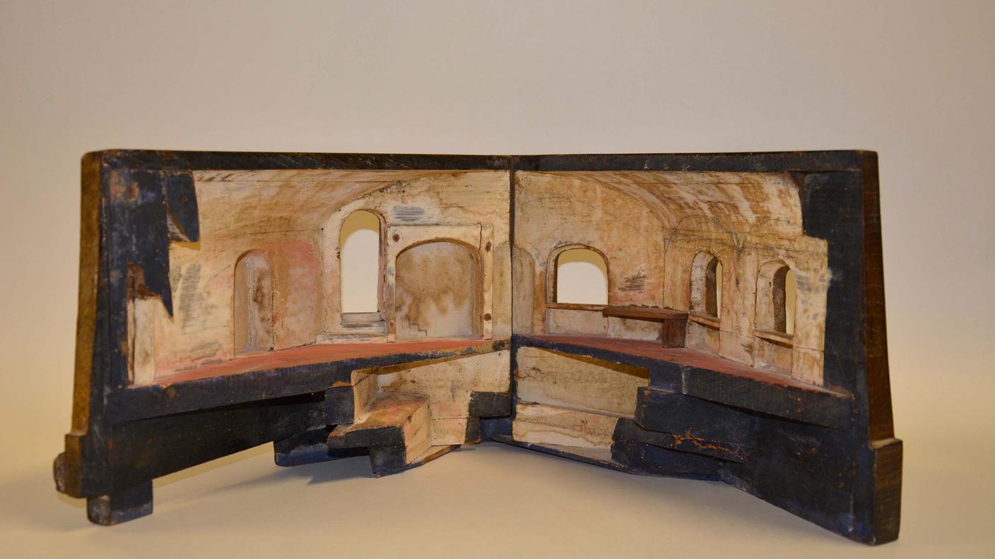 Maestranze
Maquette per la Sirenenkammer (sala delle
Sirene), 1920 circa
Legno dipinto
Apribile con cerniera
30 x 15 cm.
Collezione Privata, Roma
Immagine inedita