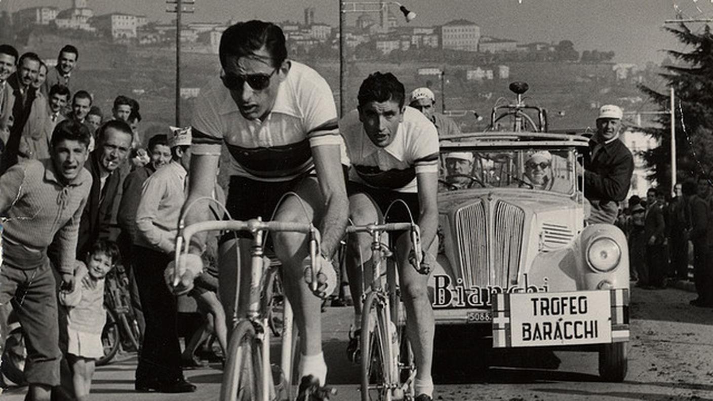 Fausto Coppi e Riccardo Filippi, al Trofeo Baracchi il 5 novembre 1953