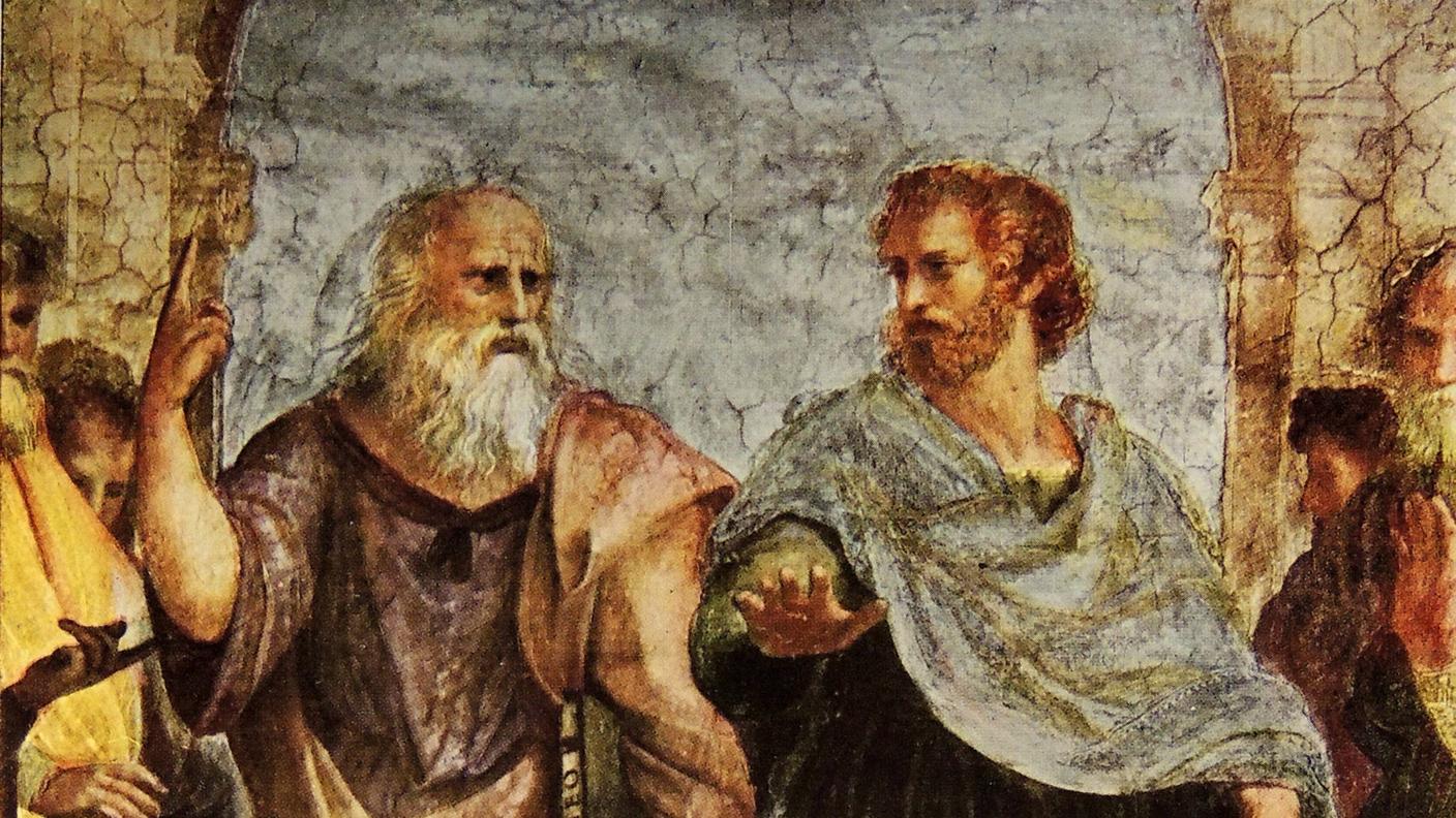 Raffaello Sanzio: Platone e Timeo nel particolare da "Scuola di Atene" - 1509-1511 ca. - 500x770 cm, Musei Vaticani, Città del Vaticano