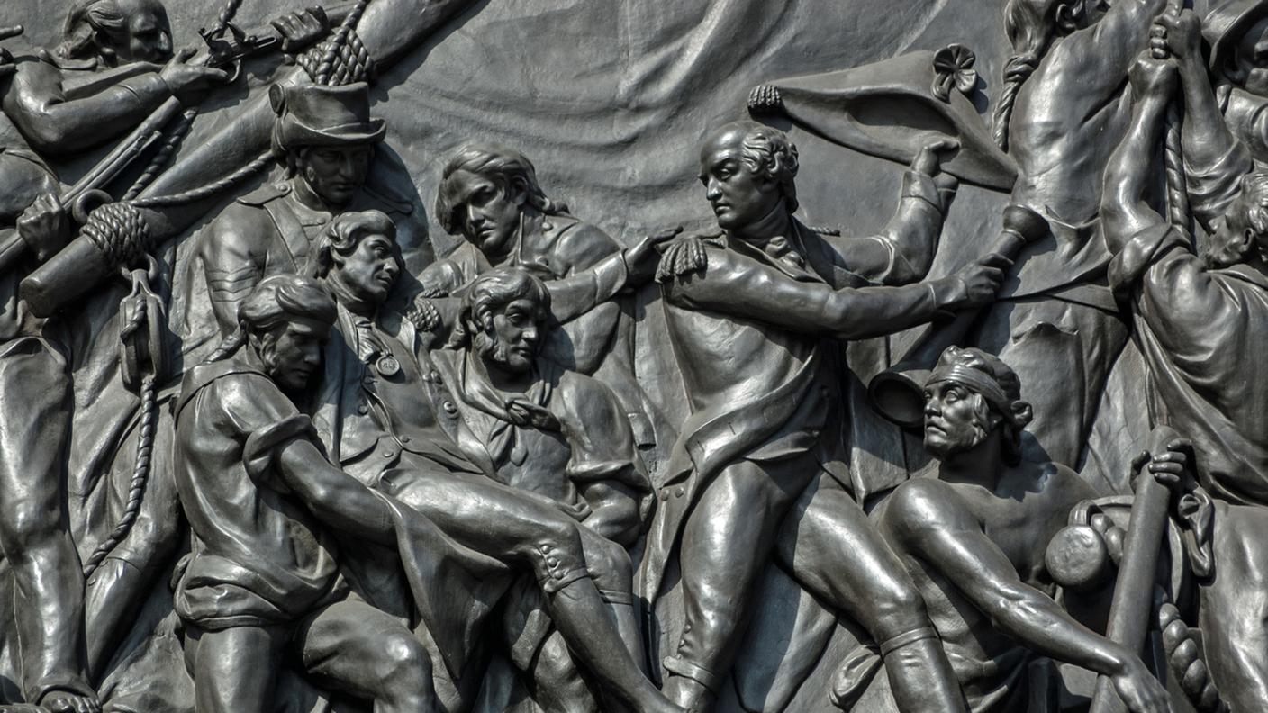 Bassorilievo in bronzo che mostra la morte dell'ammiraglio Lord Nelson nella battaglia di Trafalgar, Westminster, Londra. Scolpito da John Edward Carew, esposto al pubblico dal 1849.