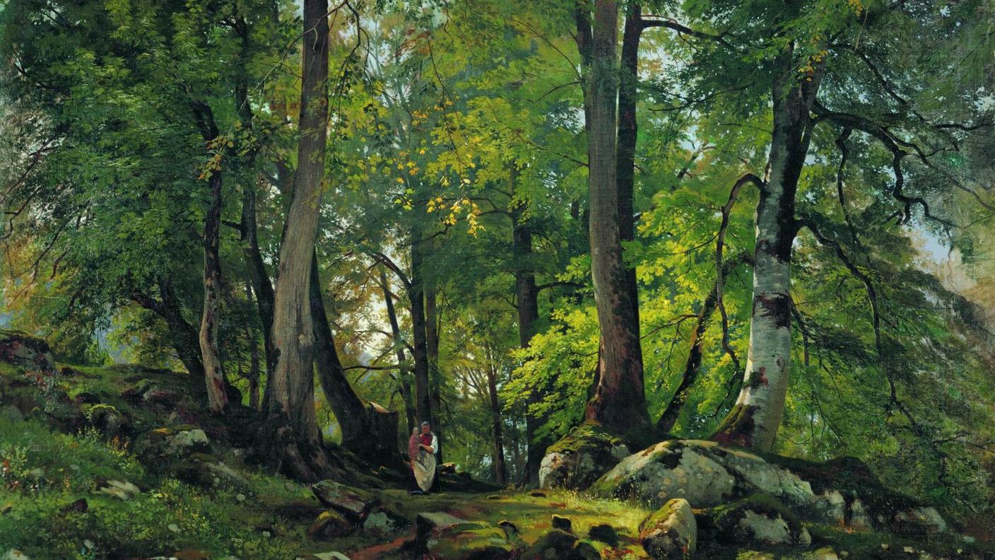Ivan Shishkin (1832 -1898), "Foresta di faggi in Svizzera", 1863 (dettaglio dipinto)