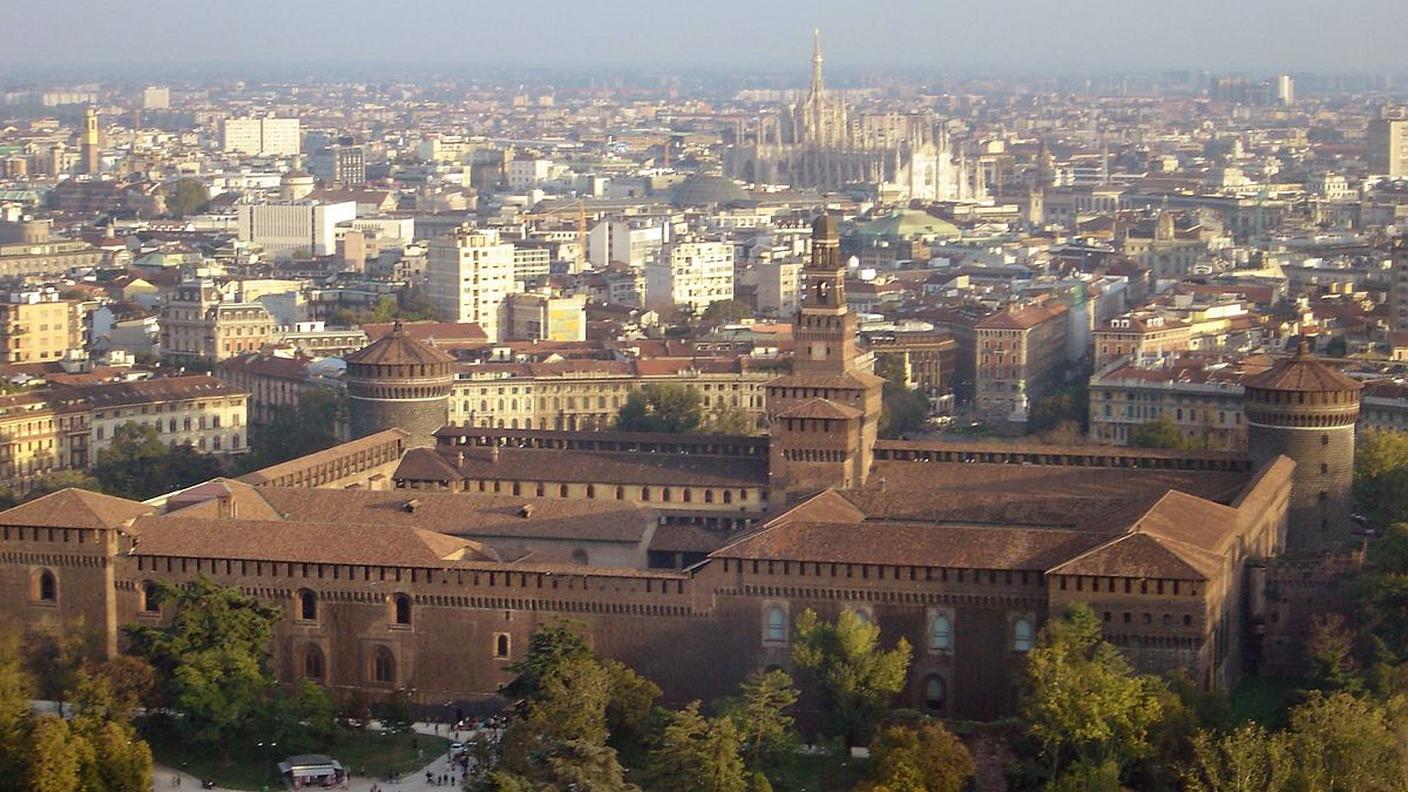 Il Castello Sforzesco visto dall'alto