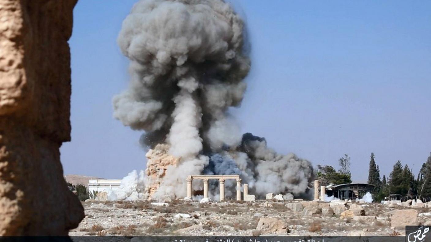 Il tempio di Baalshamin, nell'antica città di Palmira distrutto dai militanti dello Stato Islamico, 25 agosto 2015