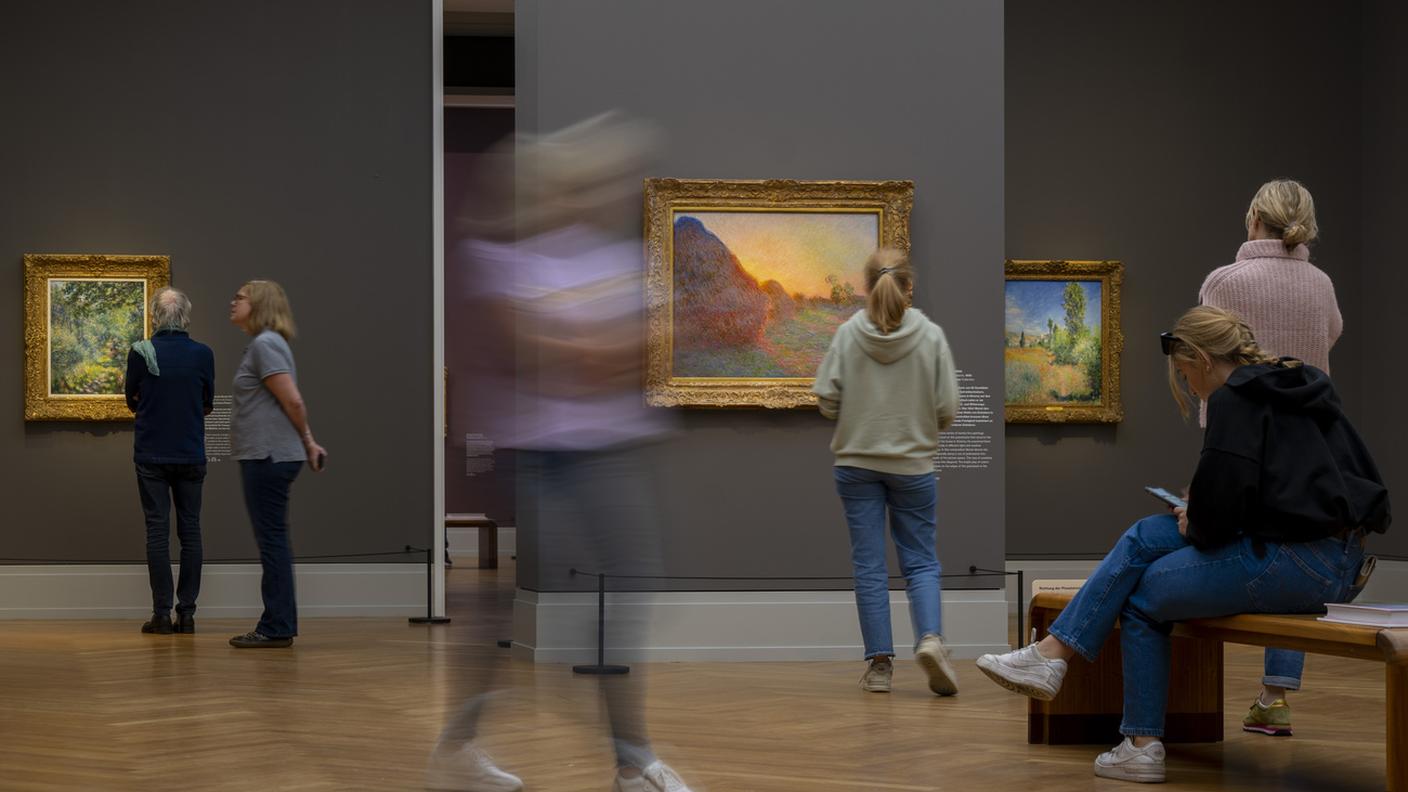 Allestimento mostra Claude Monet, esposto nella mostra sugli impressionisti del Museo Barberini (2022). 