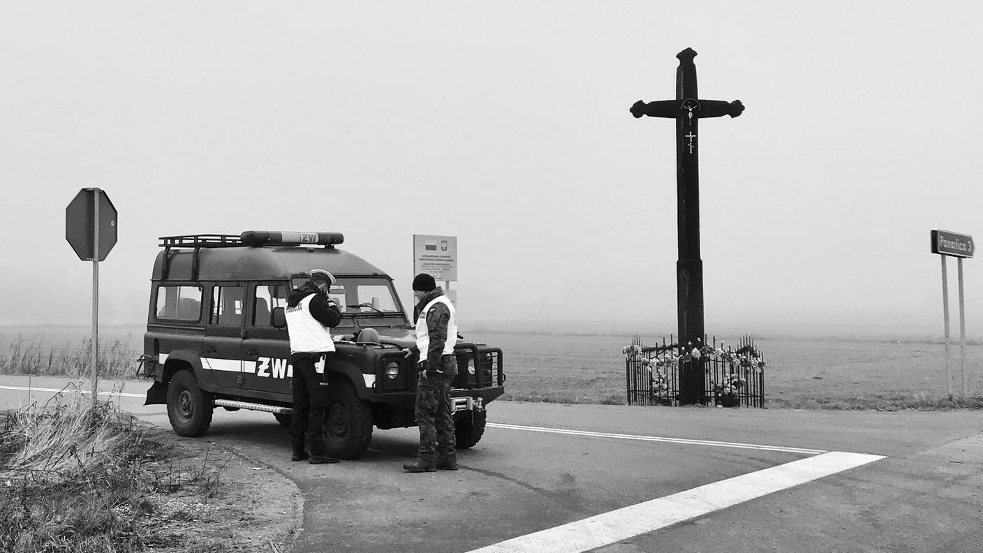 Posto di blocco  della polizia nei pressi di Lipsk.jpg