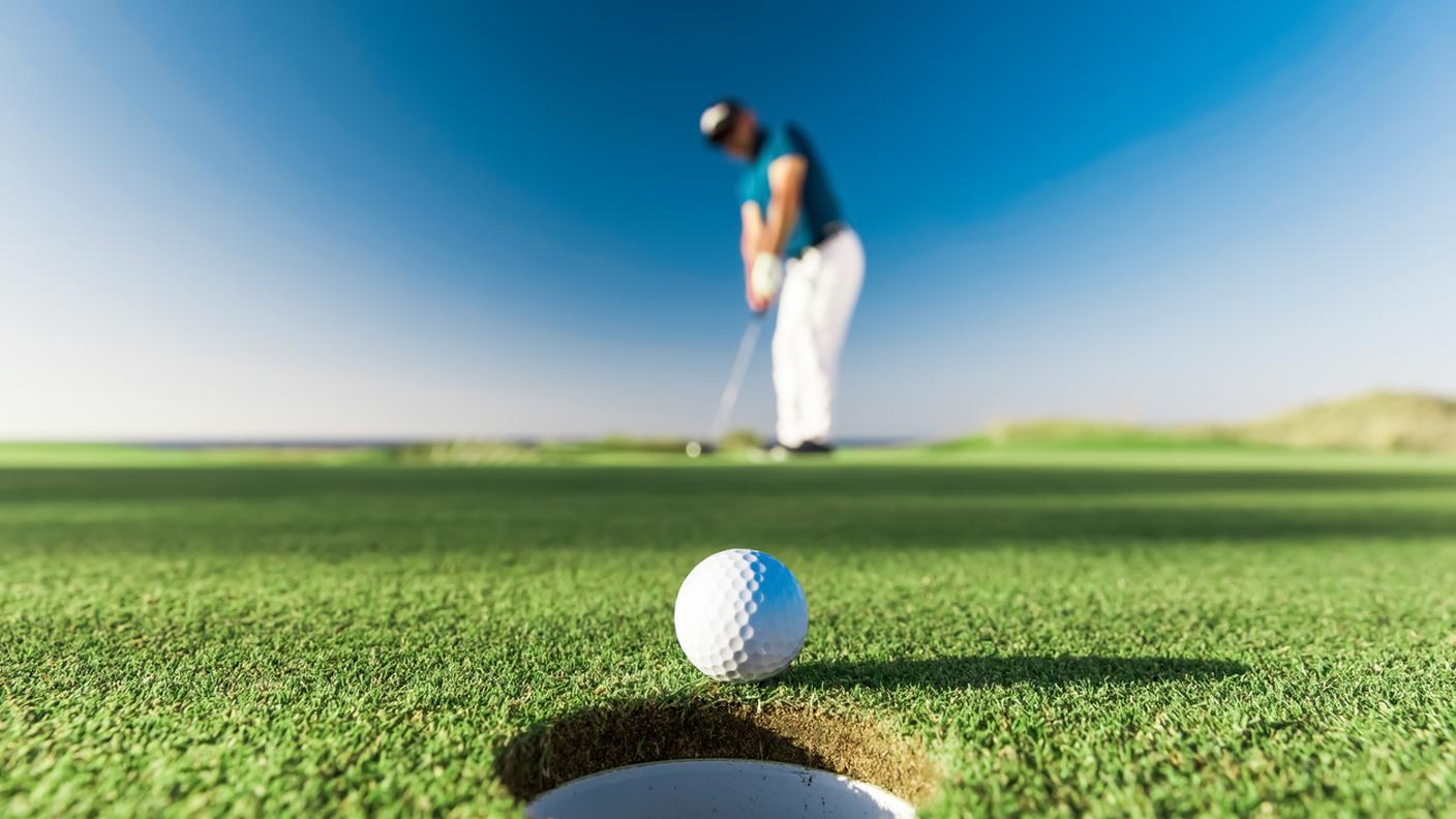 golf, giocatore, buca, pallina, green