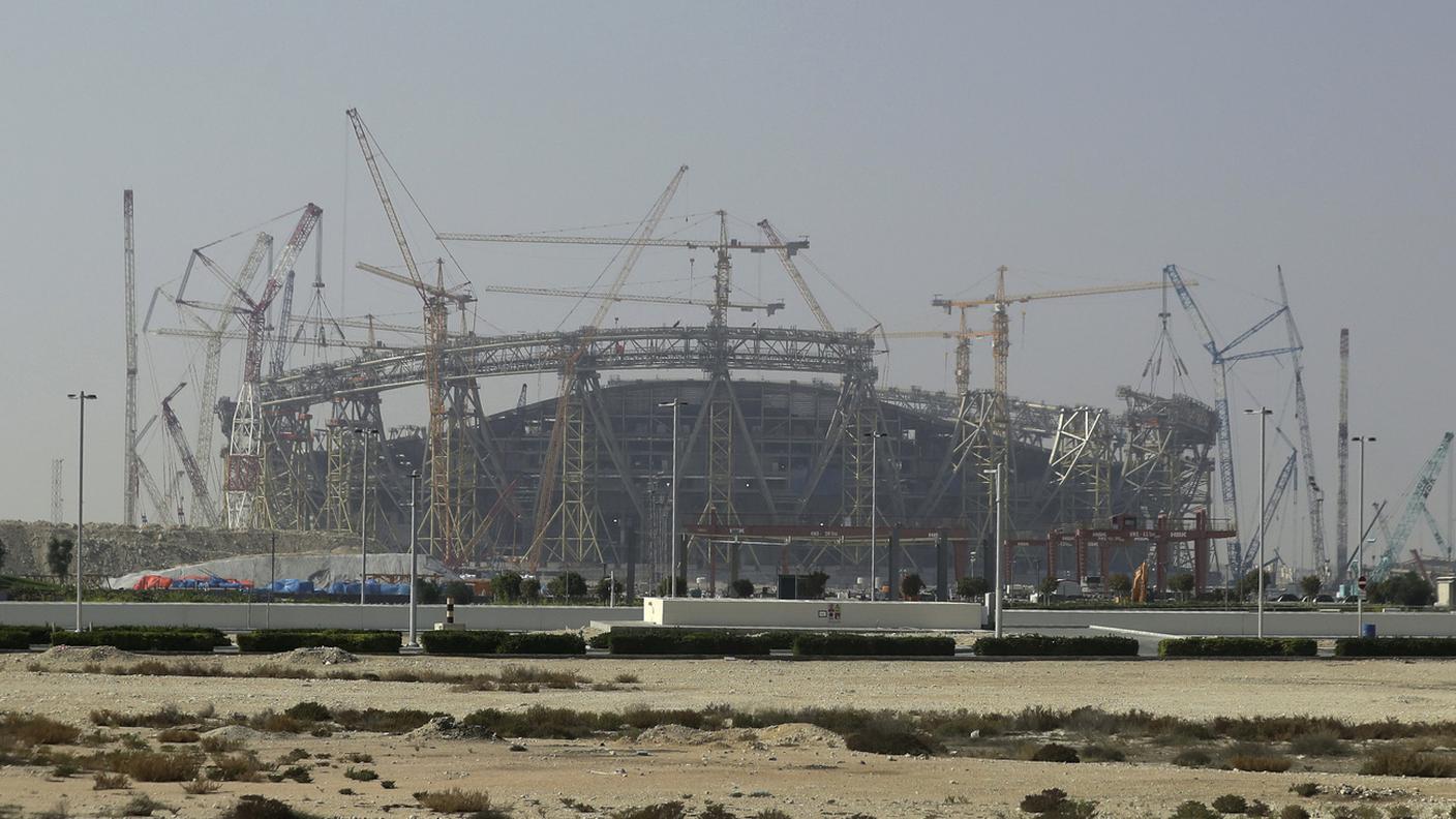 Il cantiere del Lusail Stadium, uno degli stadi che ospiterà i Mondiali di calcio 2022