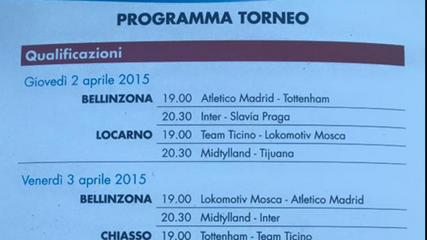 Il programma del torneo