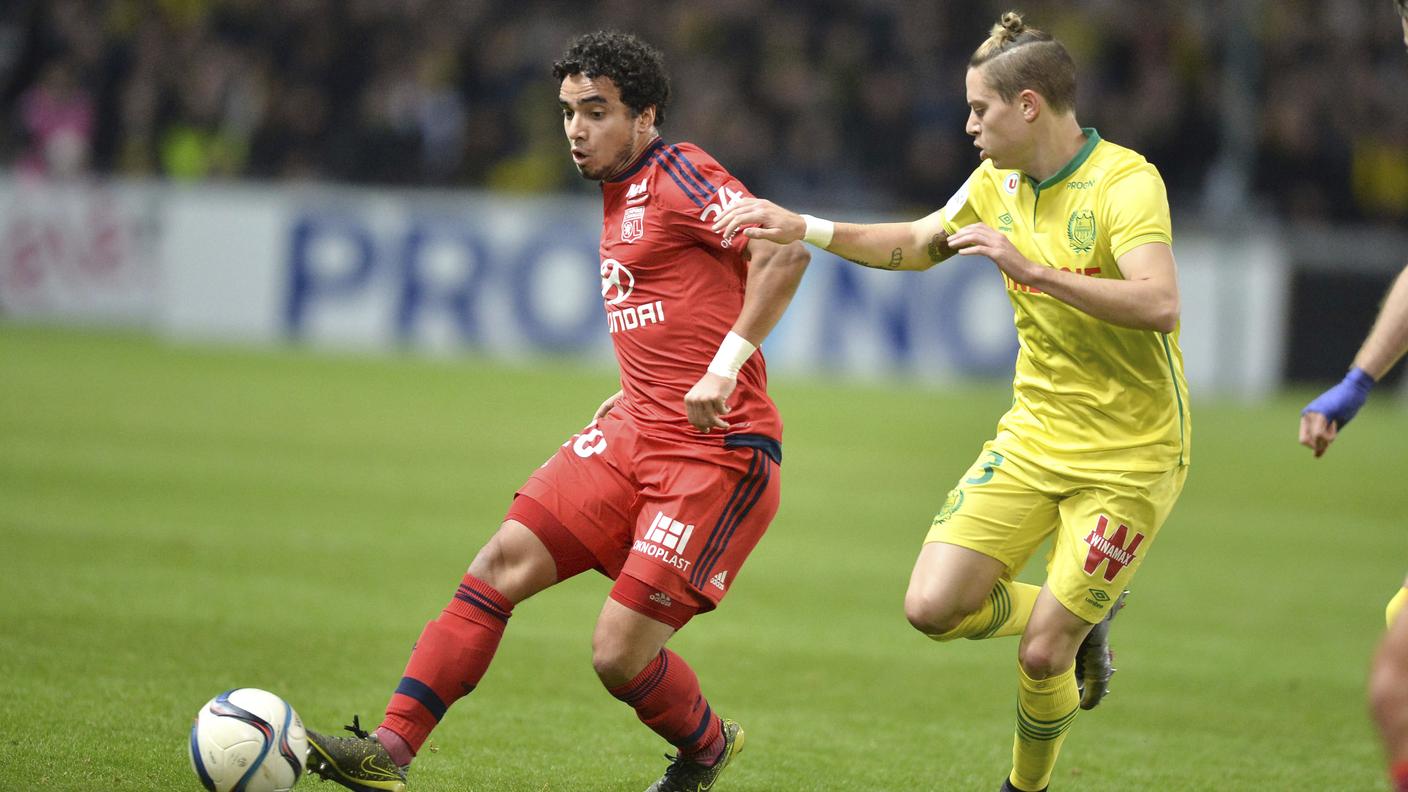 A destra, in azione ai tempi del Nantes
