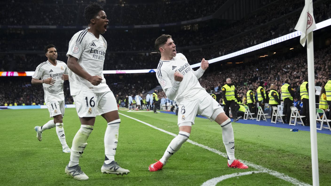 Esultanza sfrenata per Federico Valverde e Rodrygo del Real Madrid