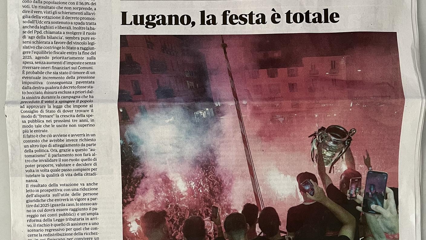 La Regione, la prima pagina