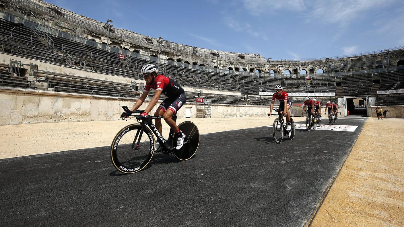 Contador durante il warm up
