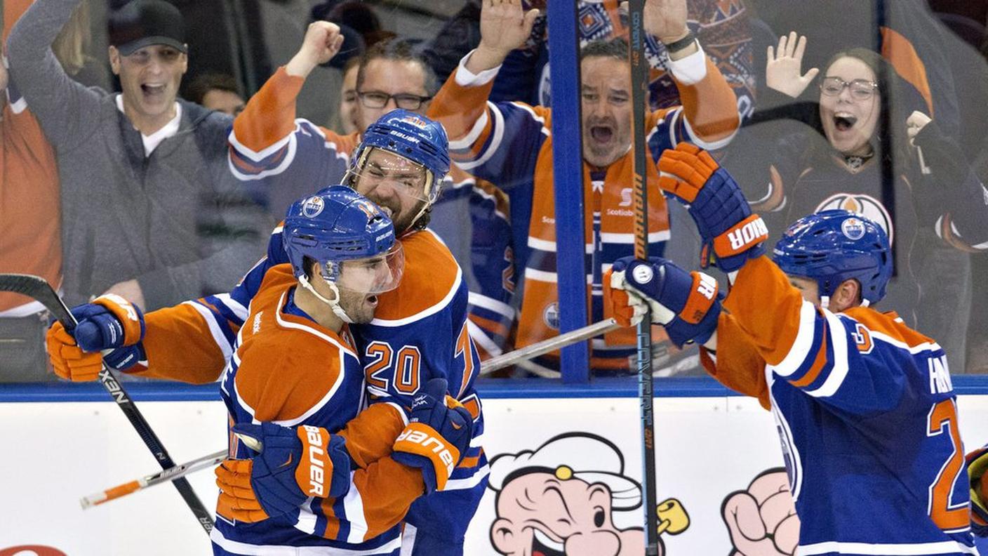 La festa dei giocatori degli Oilers