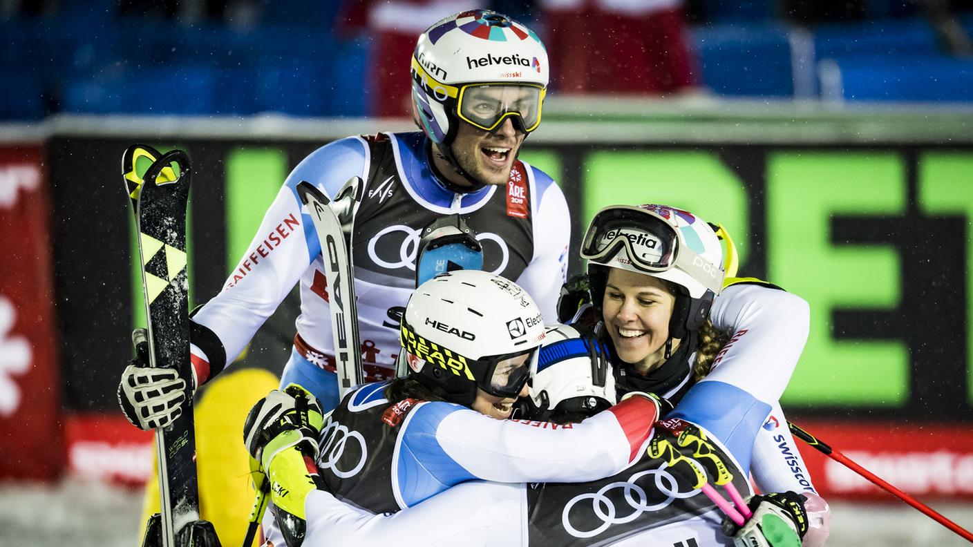 Yule e compagni dopo il titolo mondiale a Are